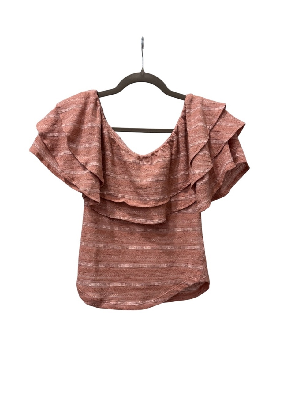 Free People Heirloom Ruffle Top Blush Pink Textured Knit Flutter Sleeve Size S - Picture 4 of 12